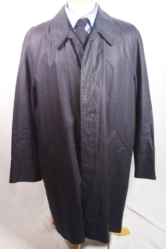 Holland & Holland French Navy Blue Linen-Silicon Rain Jacket - Sz L