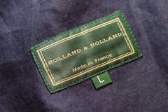 Holland & Holland French Navy Blue Linen-Silicon Rain Jacket - Sz L