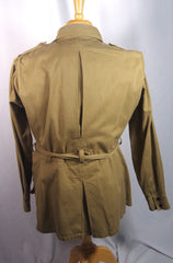 Incredible Vintage Belted Tan Cotton Safari Jacket - Sz ~44