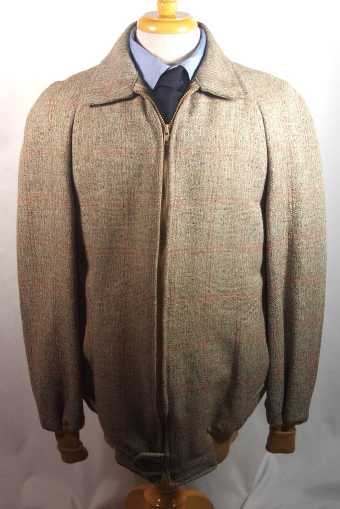 Vintage Bruce Shelton Outercoat Donegal Irish Wool Plaid Tweed Jacket - Sz ~40