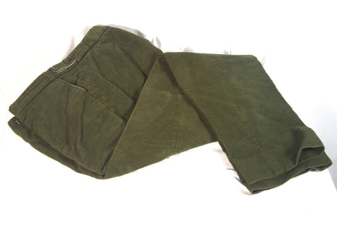 Cordings Soft Olive Green Moleskin Men's Trousers - Sz 38