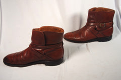Elegant Allen Edmonds Mahogany Leather Strap Ankle Boots - Sz 12B