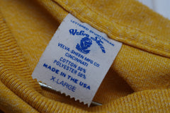 Velva Sheen Lettered Sportswear Yellow USA-Made Men's Tee Shirt - Sz XL
