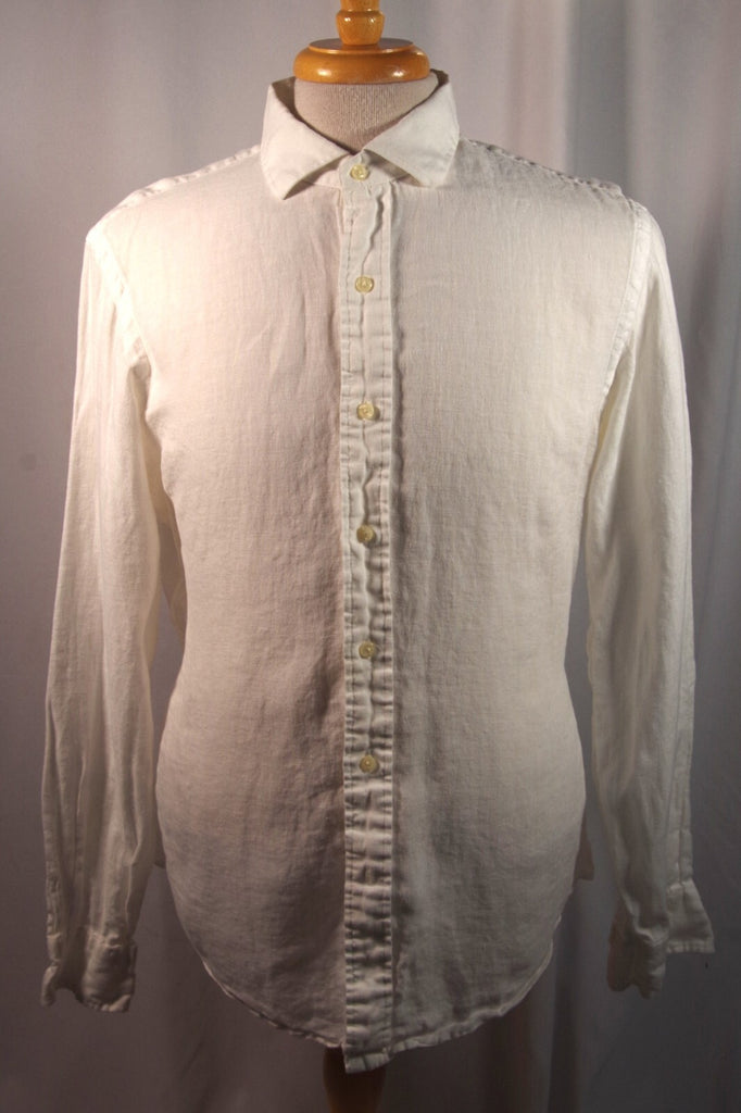 Ralph Lauren Polo Estate Custom Fit White Linen Men's Dress Shirt - Sz 16.5