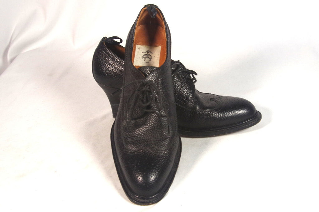 Brooks Brothers Black Fleece Women's Pebblegrain Leather Brogue Heels - Sz 8