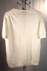 Beams From Japan White Flanders Linen Short Sleeved Knit Top - Sz L
