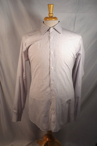 Hermès White Plaid Dress Shirt - Sz  17.5
