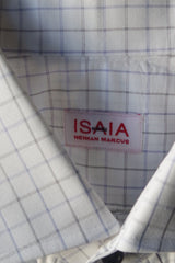 Isaia Napoli Neiman Marcus White Plaid Dress Shirt - Sz  16.5 (42)