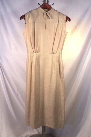 Beautiful 1950s Pat Hartley Tan Dress - Sz ~S/M