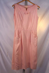 1950s Futurama Modes Pink Pocketed Linen Dress - Sz S