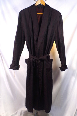 Holliday & Brown (Re-Edited for Prada) Black and Burgundy Silk Robe - Sz XL
