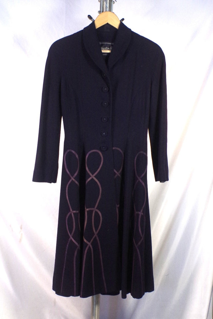 Swirly 1940s Livingston Bros San Francisco Navy Blue Women's Long Jacket - Sz S