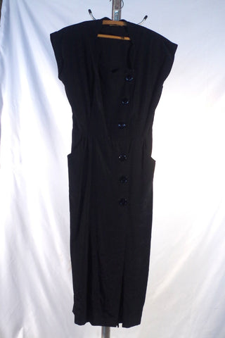 1960s Womans Black Uniform Waitress Dress - XS/S