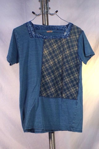Kapital Japanese Cotton Blue Patchwork Women's Blouse - Sz M