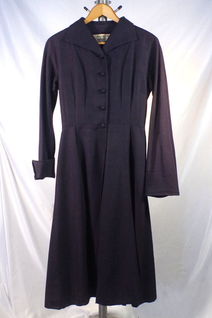 1940s-50s I. Magnin & Co. Ranleigh Fashions Navy Blue Dress - S
