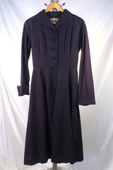 1940s-50s I. Magnin & Co. Ranleigh Fashions Navy Blue Dress - S