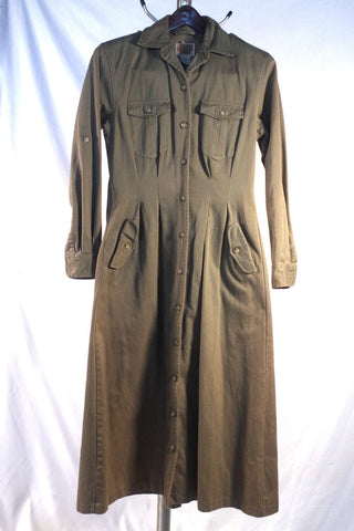 Vintage Banana Republic Pleated Beige Khaki Utility Dress - Sz S