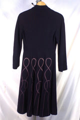 Swirly 1940s Livingston Bros San Francisco Navy Blue Women's Long Jacket - Sz S
