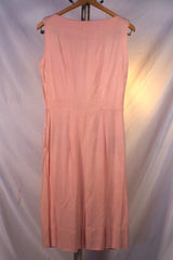 1950s Futurama Modes Pink Pocketed Linen Dress - Sz S
