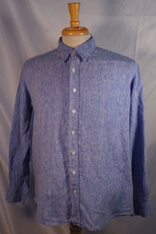 Simon James Cathcart Oxford Blue Linen Dress Shirt - Sz 16.5