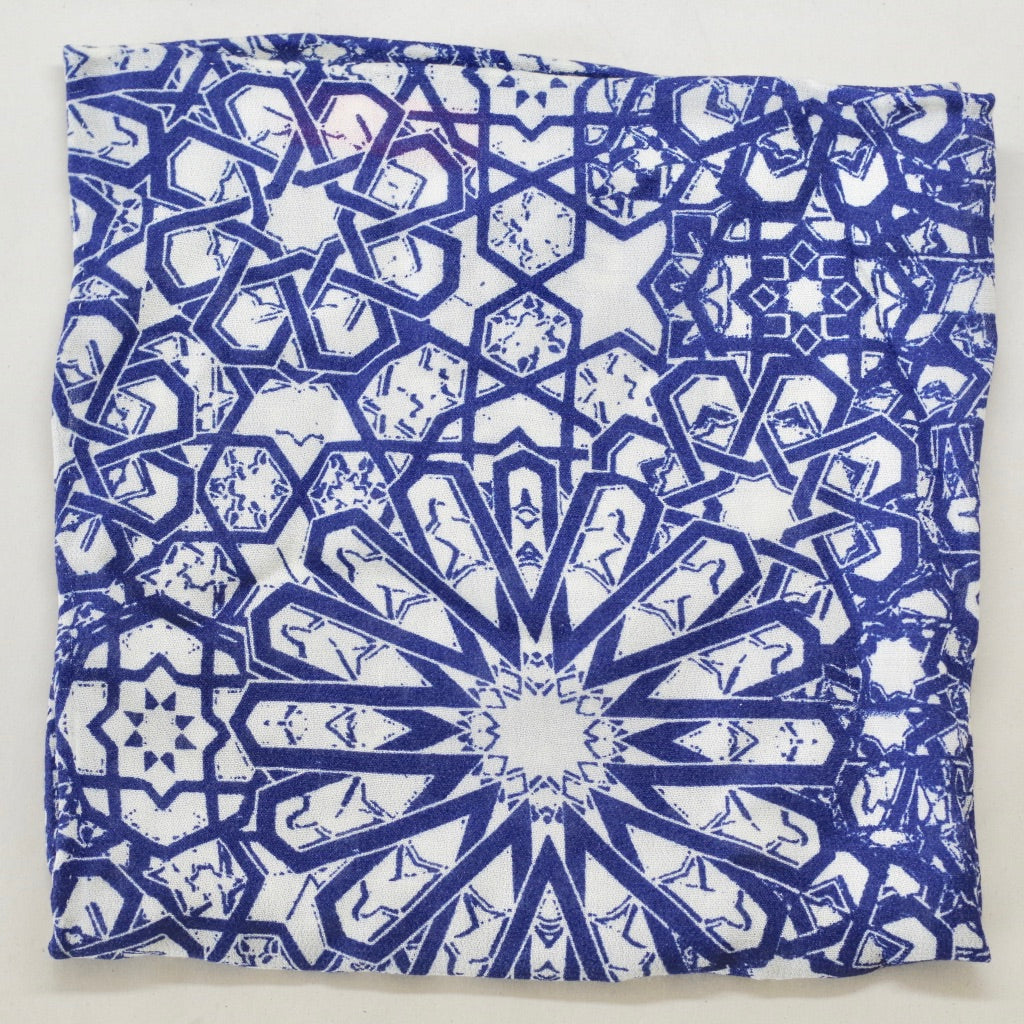 Ornate Blue and White Rayon Pocket Square by Put This On