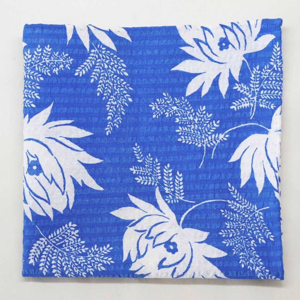 Bright Blue and White Floral Seersucker Pocket Square by Put This On
