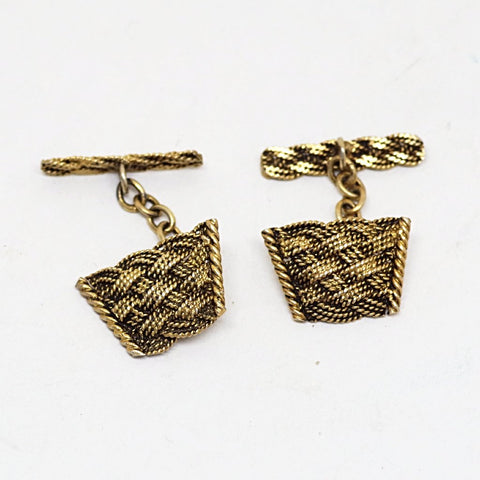 Gold-on-Silver Basket Weave Cufflinks