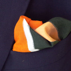 Bold Orange, Pink, and Green Striped Silk Pocket Square by Put This On