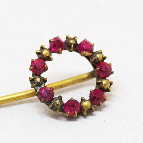 18k Gold Ruby Wreath Stick Pin