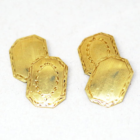 14k Gold Dual Patterned Cufflinks
