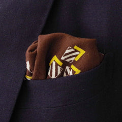 Modern Brown Box Motif Linen Pocket Square by Put This On