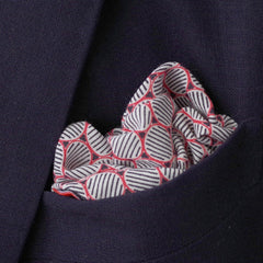 Black and Red Oval Motif Silk Pocket Square by Put This On