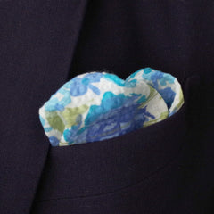 Blue Floral Seersucker Pocket Square by Put This On