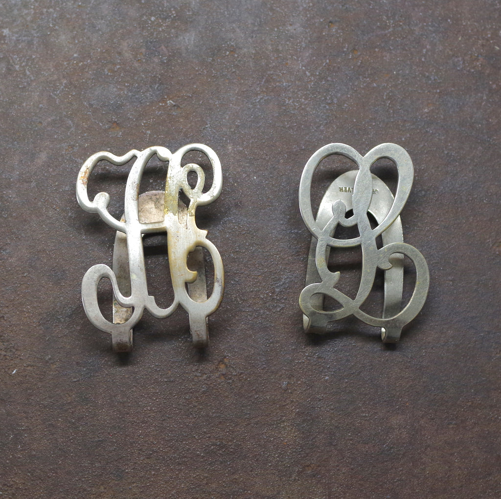 Baroque Monogrammed Silver Plated Letter Money Clips