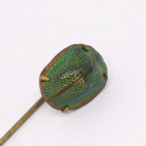 Victorian Green Scarab Gold Stick Pin