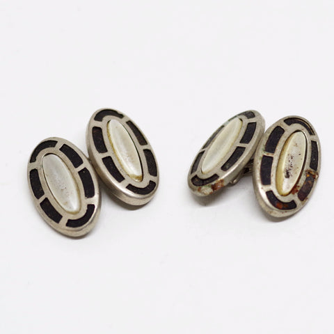 Mother of Pearl and Black-Pattern Double Sided Cufflinks