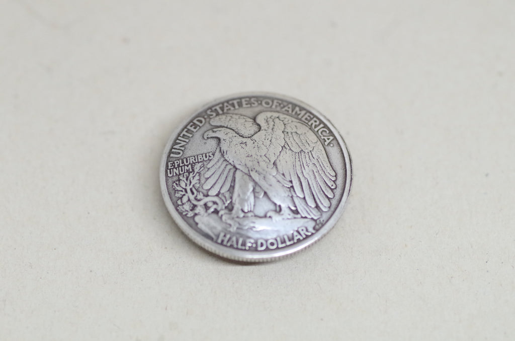 Domed  "Walking Liberty" Silver Half-Dollar Lapel Pin