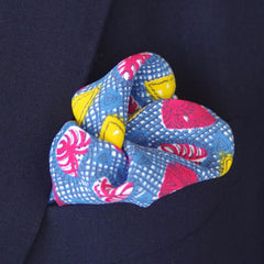 Vibrant Pink, Yellow, and Blue Rayon Pocket Square by Put This On