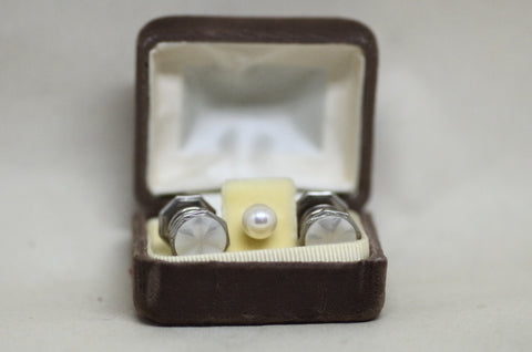 Mother of Pearl Cufflink and Tie Tack Set