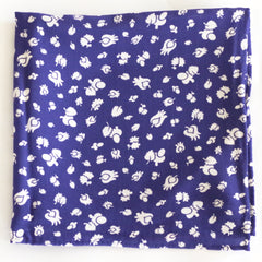 Placid Tulip and Leaf Blue Rayon Pocket Square by Put This On