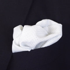 Loose Knit Woven White Cotton Pocket Square by Put This On