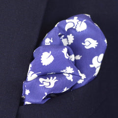 Placid Tulip and Leaf Blue Rayon Pocket Square by Put This On