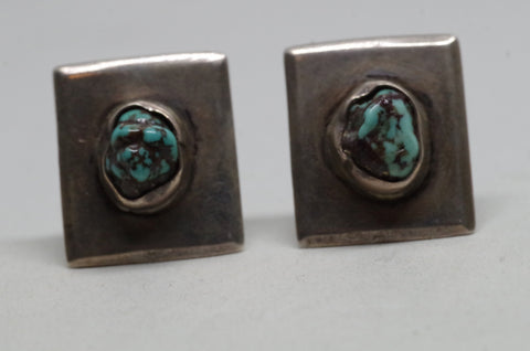 Rugged Silver and Turquoise Southwestern Cufflinks