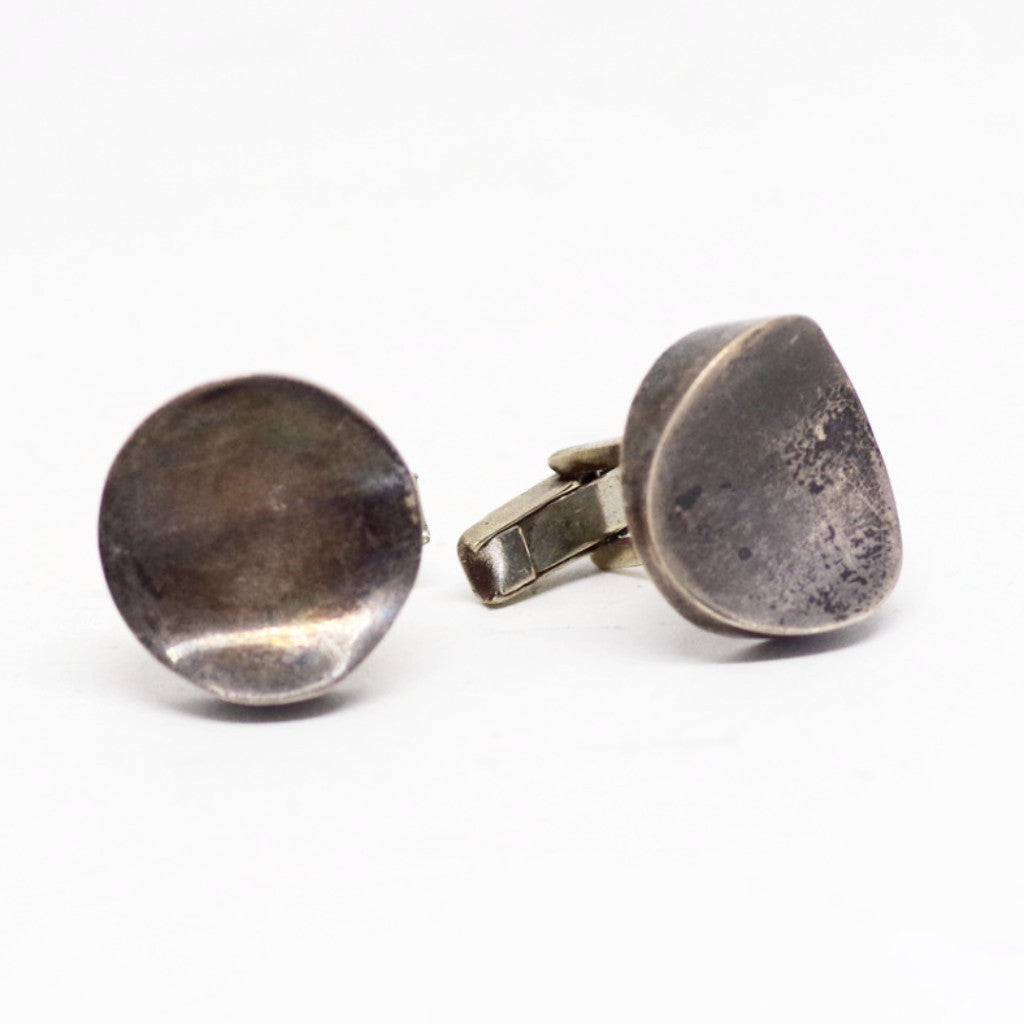 Grooved Modernist Mexican Sterling Cufflinks