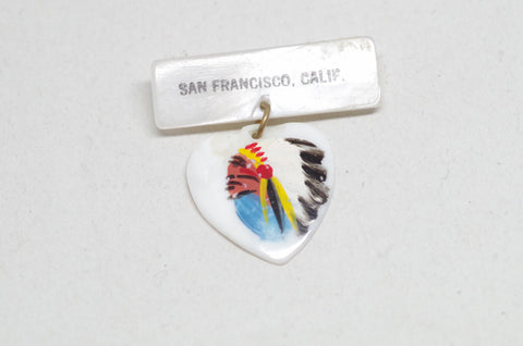 Mother-of-Pearl San Francisco Native American Heart Pin