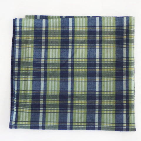 Cool Tone Green and Blue Madras Cotton Pocket Square by Put This On