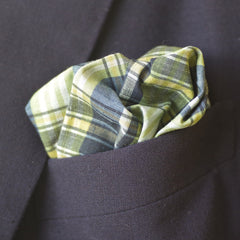 Cool Tone Green and Blue Madras Cotton Pocket Square by Put This On