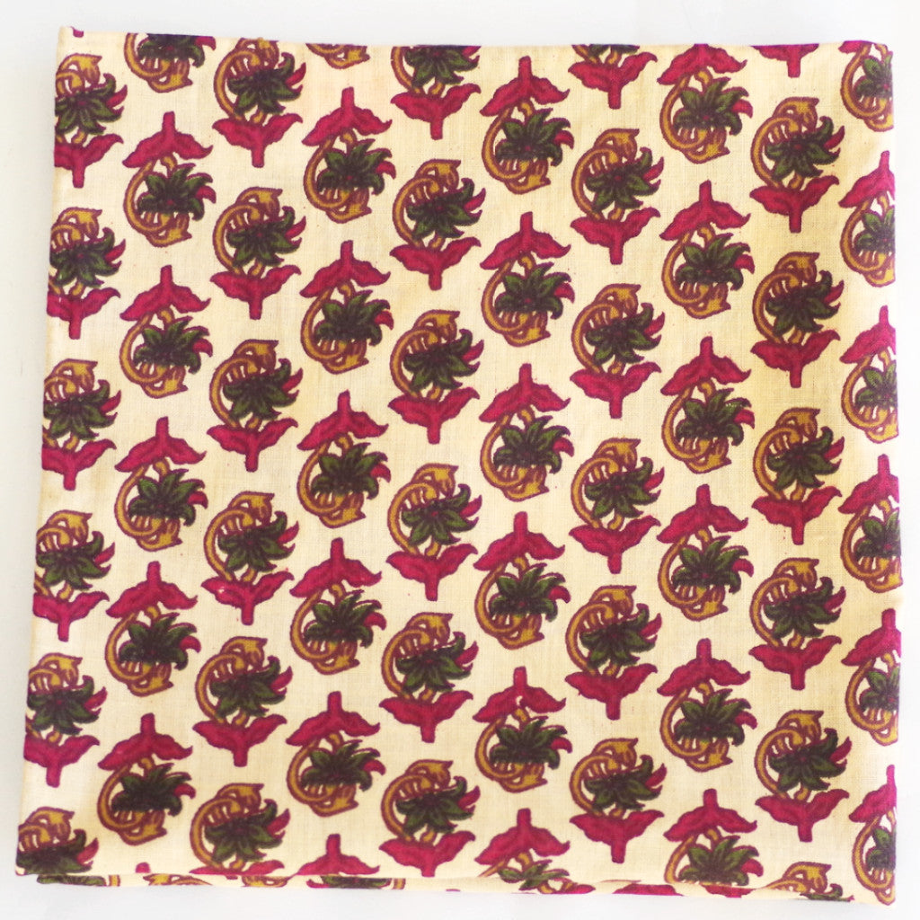 Autumnal Red and Green Leaf Cotton Pocket Square by Put This On