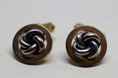 14kt Gold and Silver Two-Tone Knotted Cufflinks