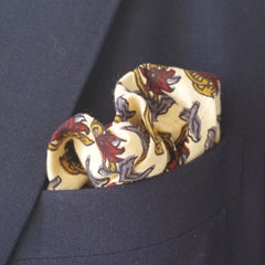 Autumnal Blue and Red Leaf Cotton Pocket Square by Put This On